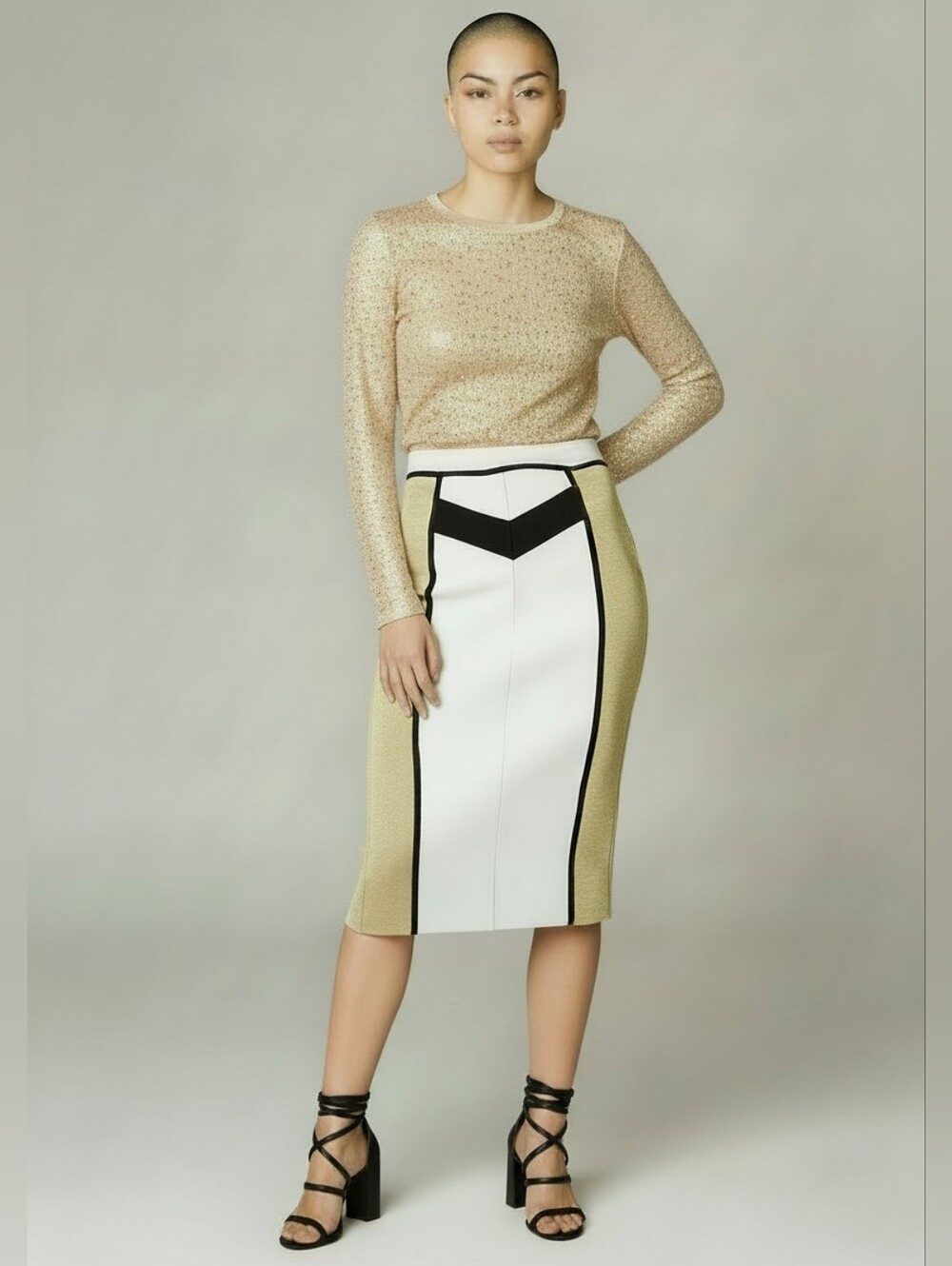 A'GACI Knit Geo Pencil Skirt Misses Small